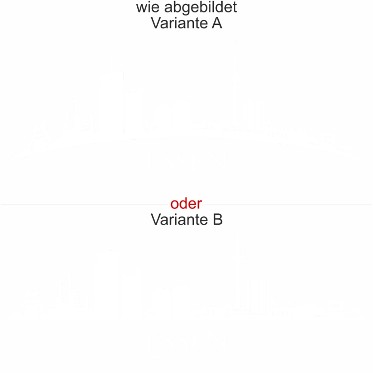 Die Skyline von Essen als Wandtattoo - Ansicht Ausrichtung mit Farbauswahl und Variante Die Skyline von Essen als Wandtattoo - Ansicht Ausrichtung mit Farbauswahl und Variante