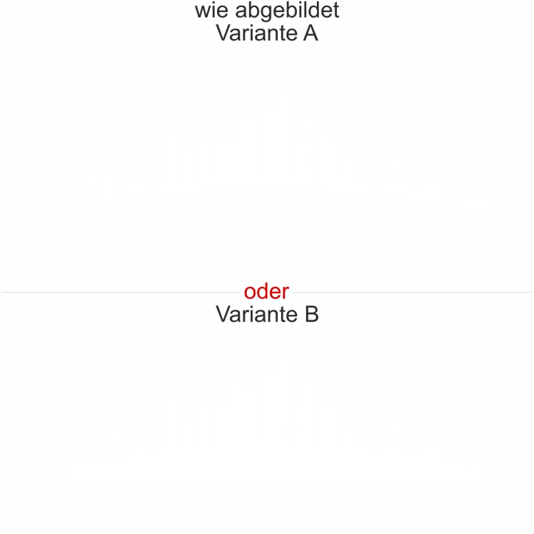 Die Skyline von Frankfurt als Wandtattoo - Ansicht Ausrichtung mit Farbauswahl und Variante