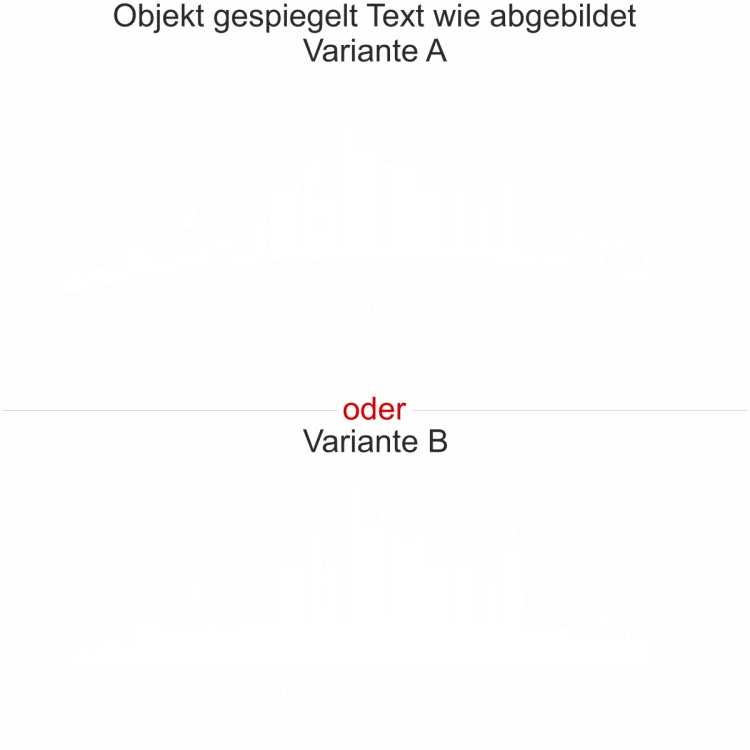 Die Frankfurter Skyline als Wandaufkleber - Ansicht Ausrichtung mit Farbauswahl und Variante