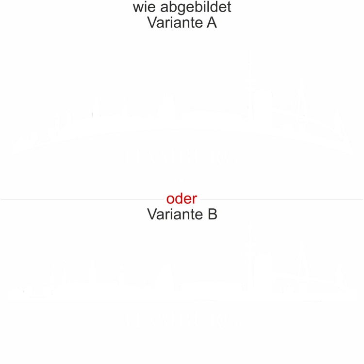 Wandaufkleber Skyline Hamburg für die Wand - Ansicht Ausrichtung mit Farbauswahl und Variante