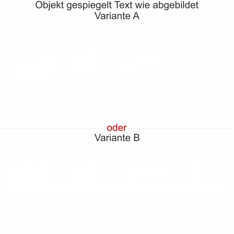 Wandtattoo mit Magdeburger Skyline - Ansicht Ausrichtung mit Farbauswahl und Variante Wandtattoo mit Magdeburger Skyline - Ansicht Ausrichtung mit Farbauswahl und Variante