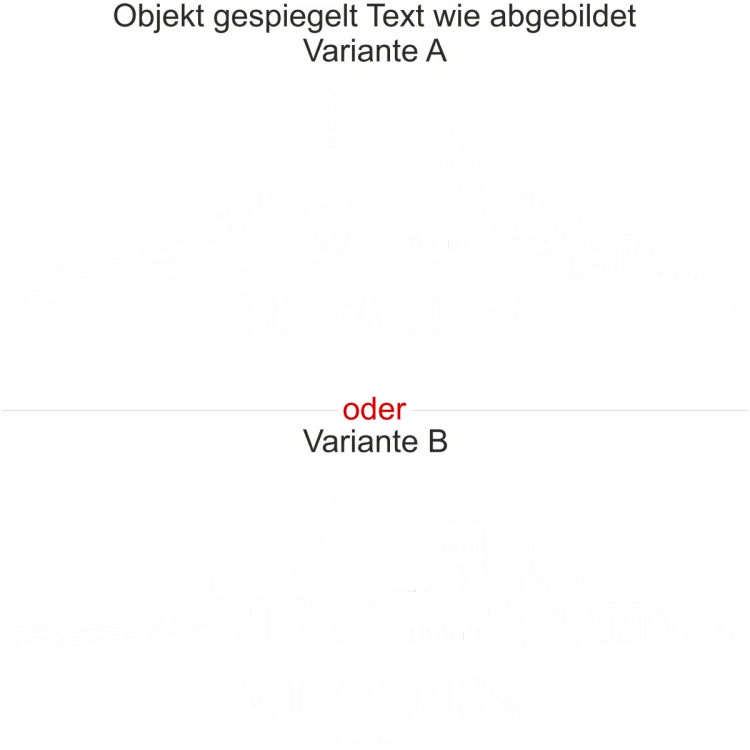 Die Münchner Skyline als Wandaufkleber - Ansicht Ausrichtung und Farbauswahl Die Münchner Skyline als Wandaufkleber - Ansicht Ausrichtung und Farbauswahl