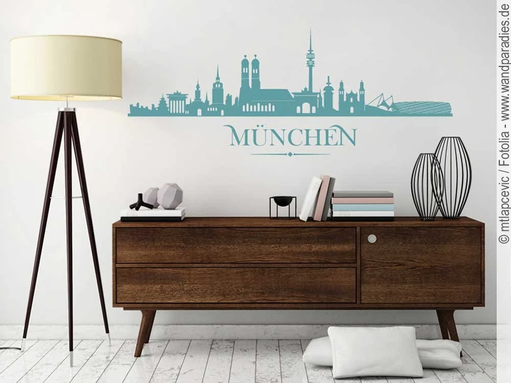 Wandtattoo mit Münchner Skyline