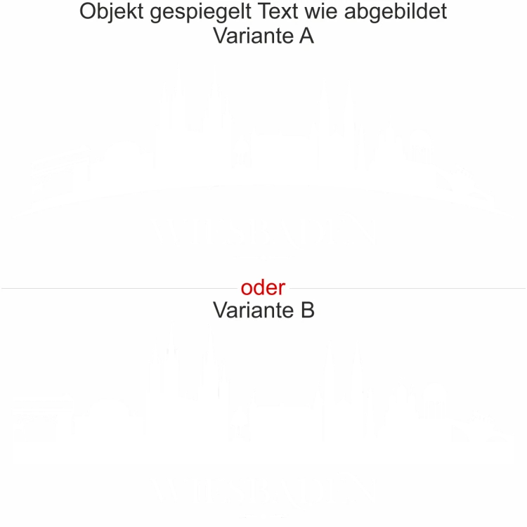 Die Wiesbadener Skyline als Wandaufkleber - Ansicht Ausrichtung mit Farbauswahl und Variante