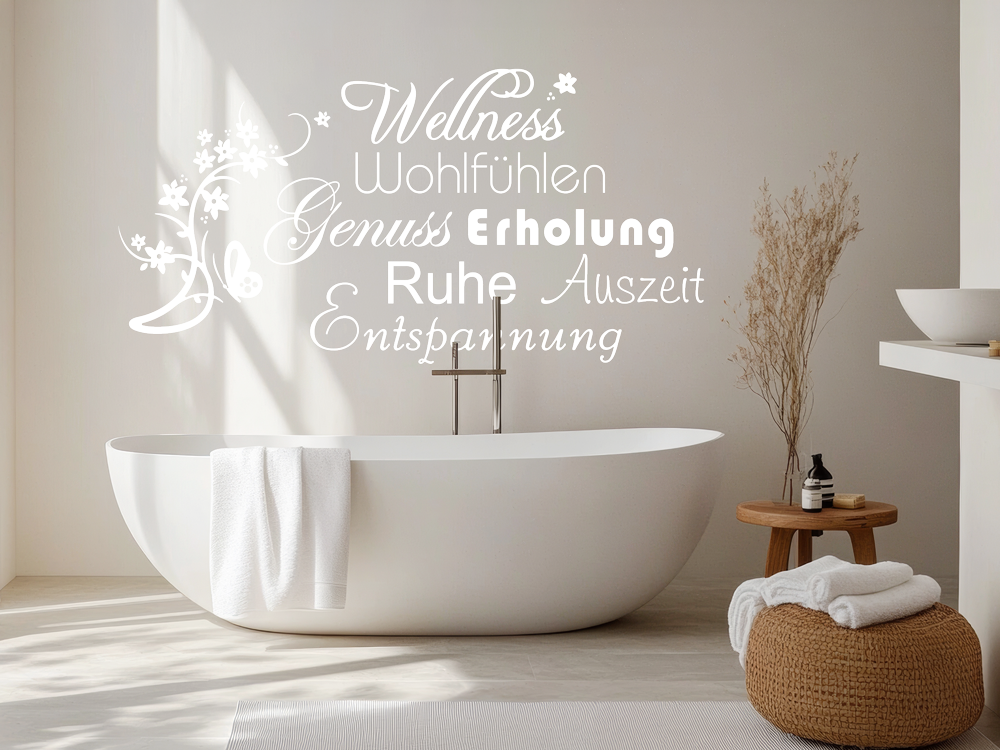 Wandtattoo Wellness über Badewanne
