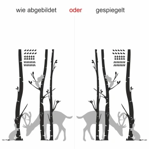 selbstklebende Garderobe mit Tieren im Wald fürs Kinderzimmer - Ansicht Ausrichtung