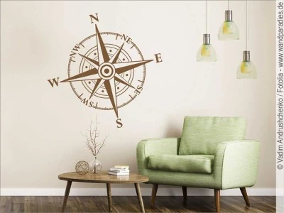 Selbstklebende Wandfolie mit Kompass Motiv