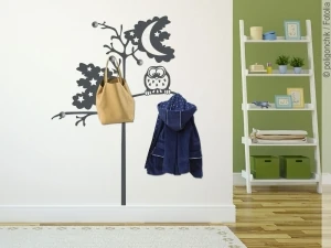 Mobile Preview: Garderobenaufkleber Baum mit Eule
