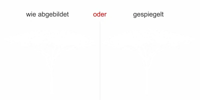 Wandaufkleber mit afrikanischem Savannenbaum - Ansicht Ausrichtung und Farbauswahl