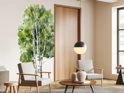 Wandtattoo Aquarell Birke im Wohnzimmer