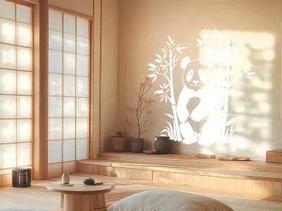 Wandtattoo Bambuspflanze mit Pandabär - Ansicht Farbauswahl
