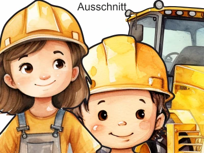 Wandtattoo Set Arbeiter auf Baustelle - Ansicht Ausschnitt