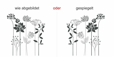 Zweifarbiger Aufkleber für die Wand mit Blumenwiese - Ansicht Ausrichtung