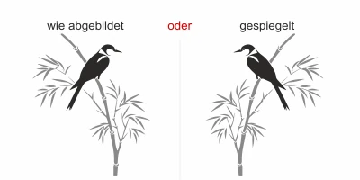 Wandtattoo Bunter Bambushalm mit Vogel - Ansicht Ausrichtung
