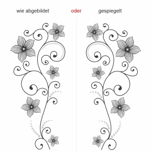 Aufkleber für die Wand mit zweifarbigem floralem Ornament - Ansicht Ausrichtung