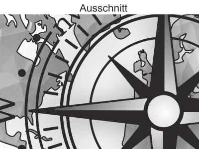 Wandtattoo Farbige Weltkarte mit Windrose - Ansicht Ausschnitt und Farbauswahl