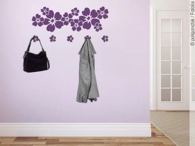 Mobile Preview: Wandtattoo Garderobe mit Blumen Dekor für den Eingangsbereich