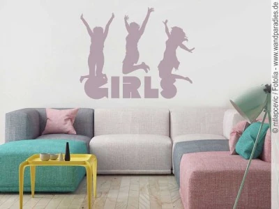 Mobile Preview: Wandtattoo mit fröhlichen Girls fürs Jugendzimmer