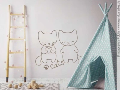 Mobile Preview: Wandtattoo mit süßen Katzen für das Kinderzimmer