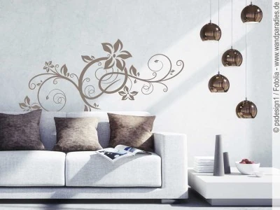 Mobile Preview: Wandtattoo mit Ornament und Blüten für Schlafzimmerwand