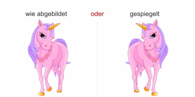Pinkfarbenes Einhorn als Aufkleber für die Wand - Ansicht Ausrichtung