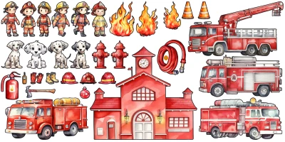 Wandtattoo Set Fire Station zur freien Anordnung