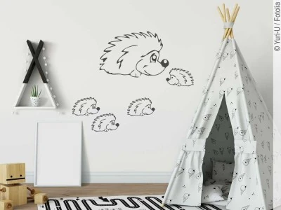 Mobile Preview: Aufkleber Set mit Igeln für die Wand im Kinderzimmer