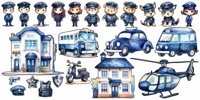 Wandtattoo Set Police Department zur freien Anordnung