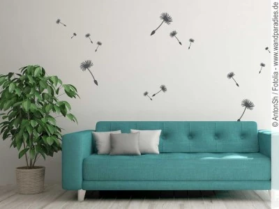 Mobile Preview: Wandtattoo Set mit Pusteblume Schirmchen zum Aufbringen auf die Wand