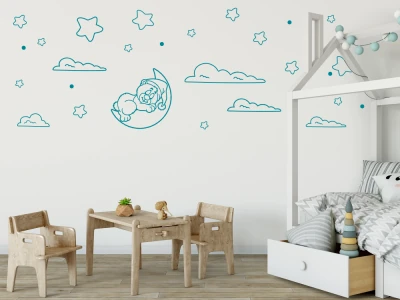 Wandtattoo Teddybär in den Wolken