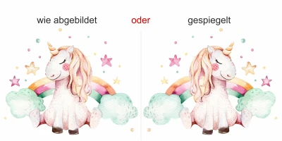 Wandtattoo für das Kinderzimmer mit niedlichem Einhorn - Ansicht Ausrichtung