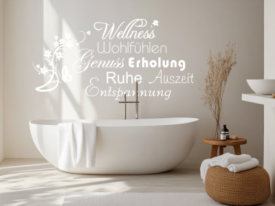 Wandtattoo Wellness über Badewanne